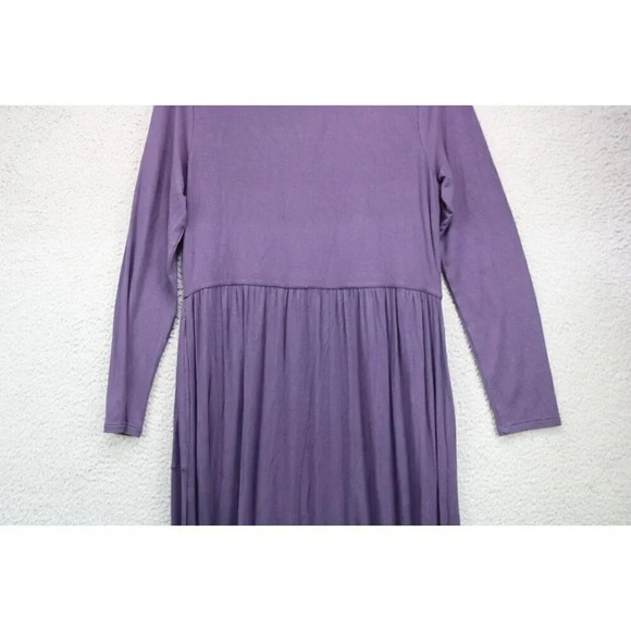 Soft Surroundings Long Sleeve Maxi Dress-Medium/Petite-Pockets-Purple - Picture 9 of 10